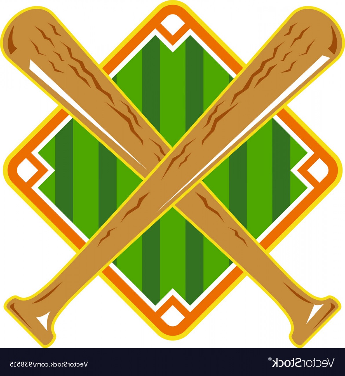 1191x1296 Baseball Diamond Crossed Bat Retro Vector Wallkeeper