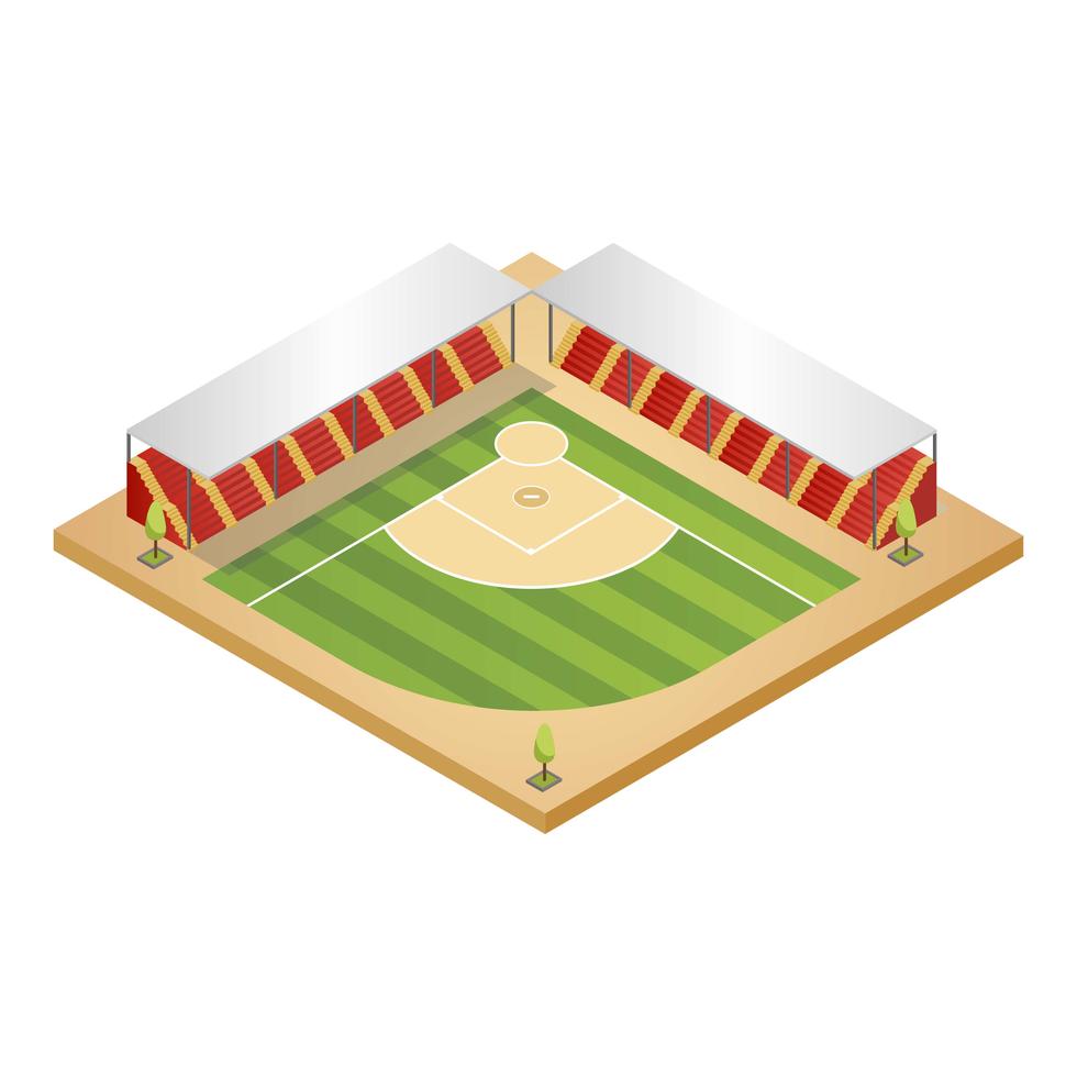 980x980 Baseball League Playground Green Field Isometric Free Vector