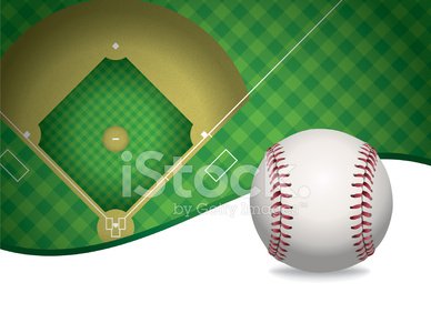 388x300 Vector Baseball And Baseball Field Background Illustration Stock