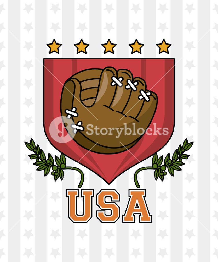 Usa Baseball Glove On Badge With Stars Emblem Vector Illustration 834x1000 Usa Baseball Glove On Badge With Stars Emblem Vector Illustration