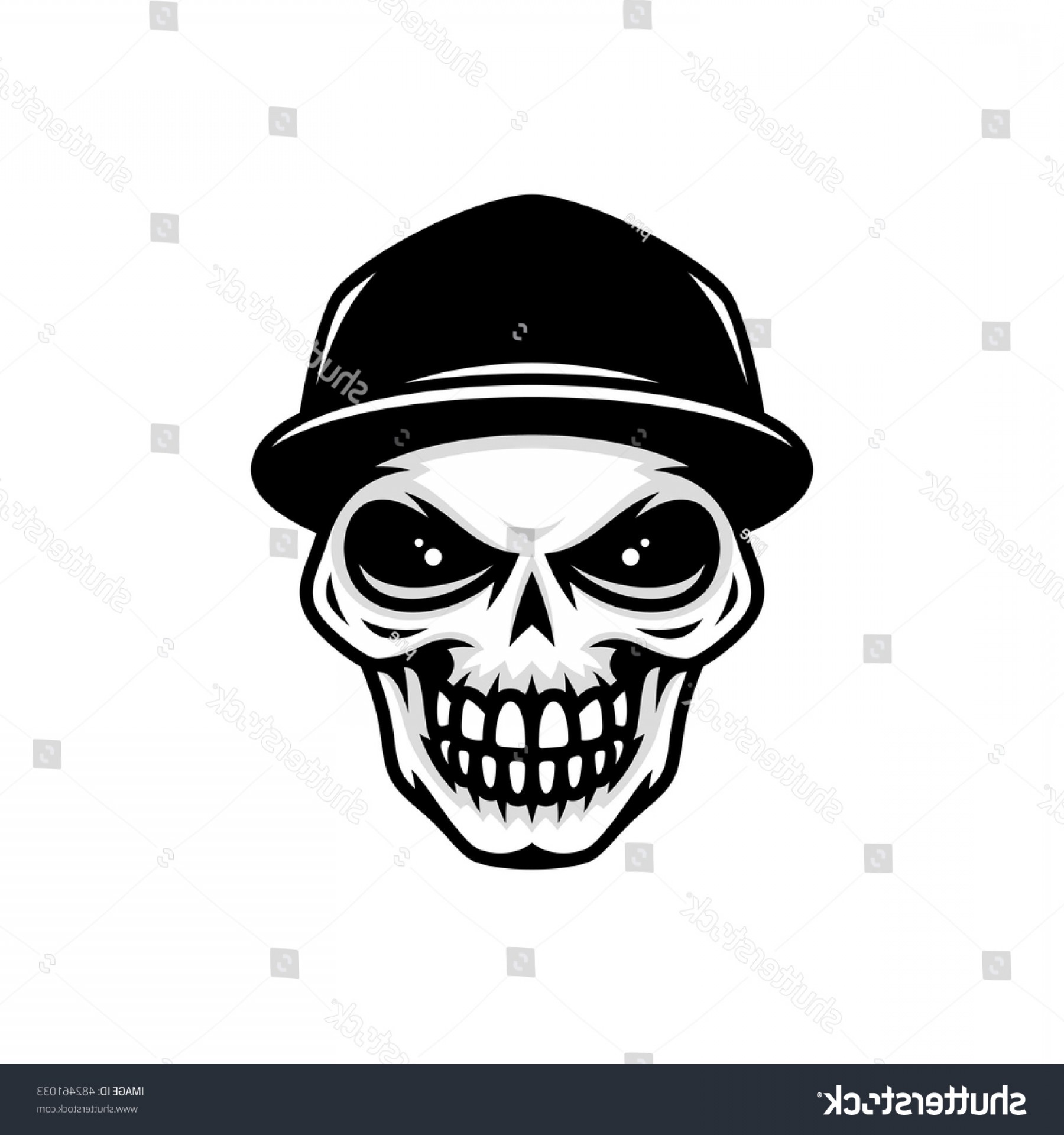 1800x1920 Vector Skull Baseball Cap White Contour Wallkeeper