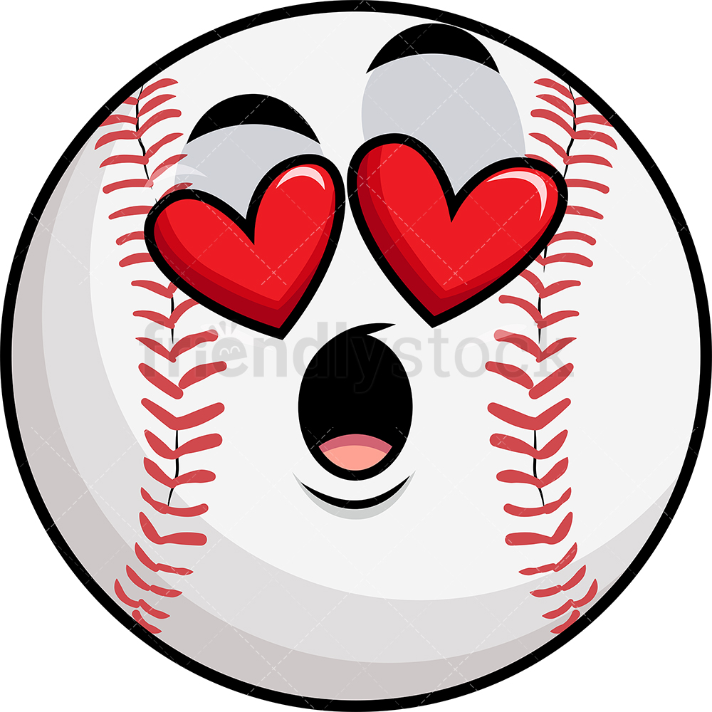 1000x1000 In Love Baseball Emoji Cartoon Vector Clipart