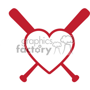 300x300 Baseball Bat Heart Love Monogram Vector Clipart