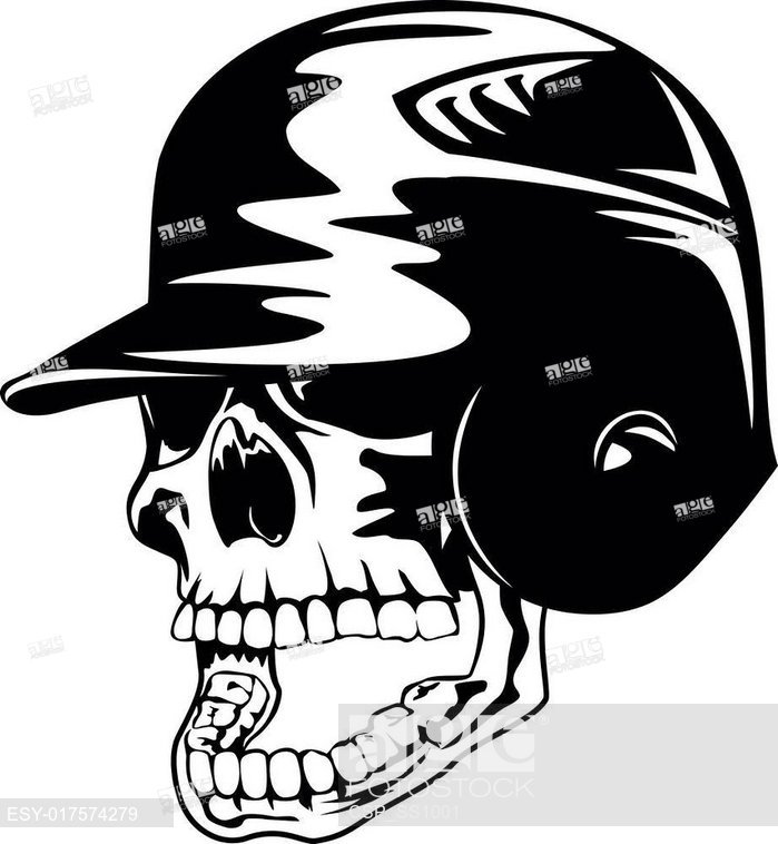 699x758 Skull In Baseball Helmet, Stock Vector, Vector And Low Budget