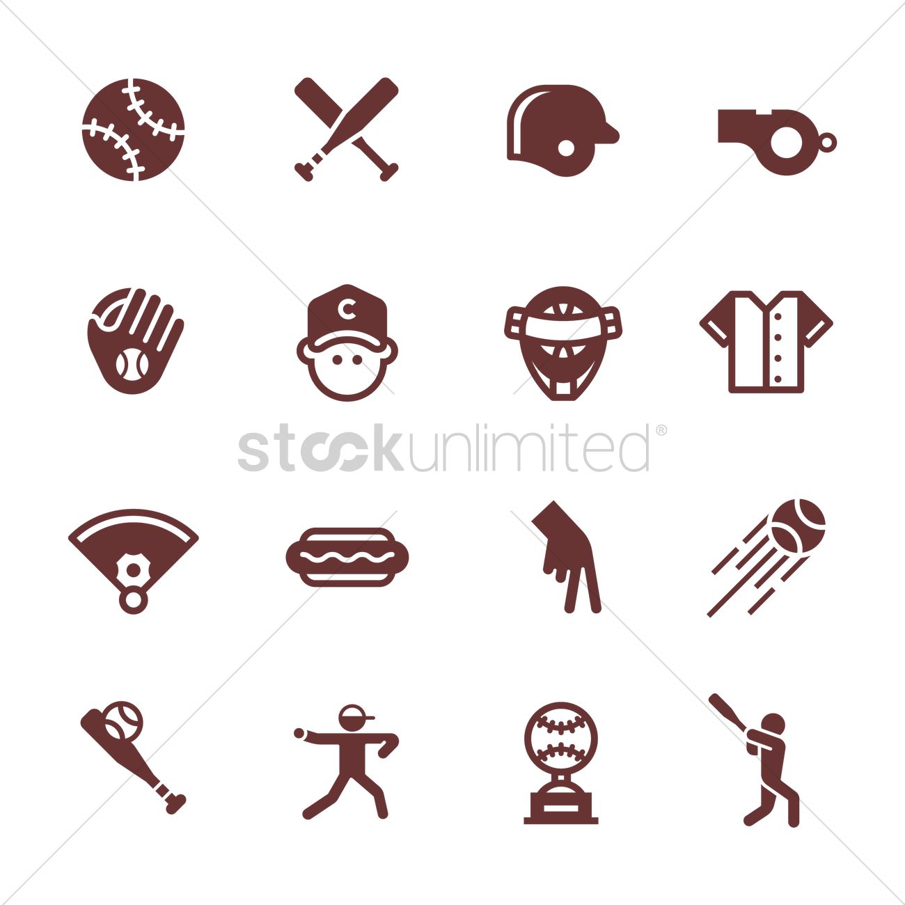 1300x1300 Collection Of Baseball Icons Vector Image
