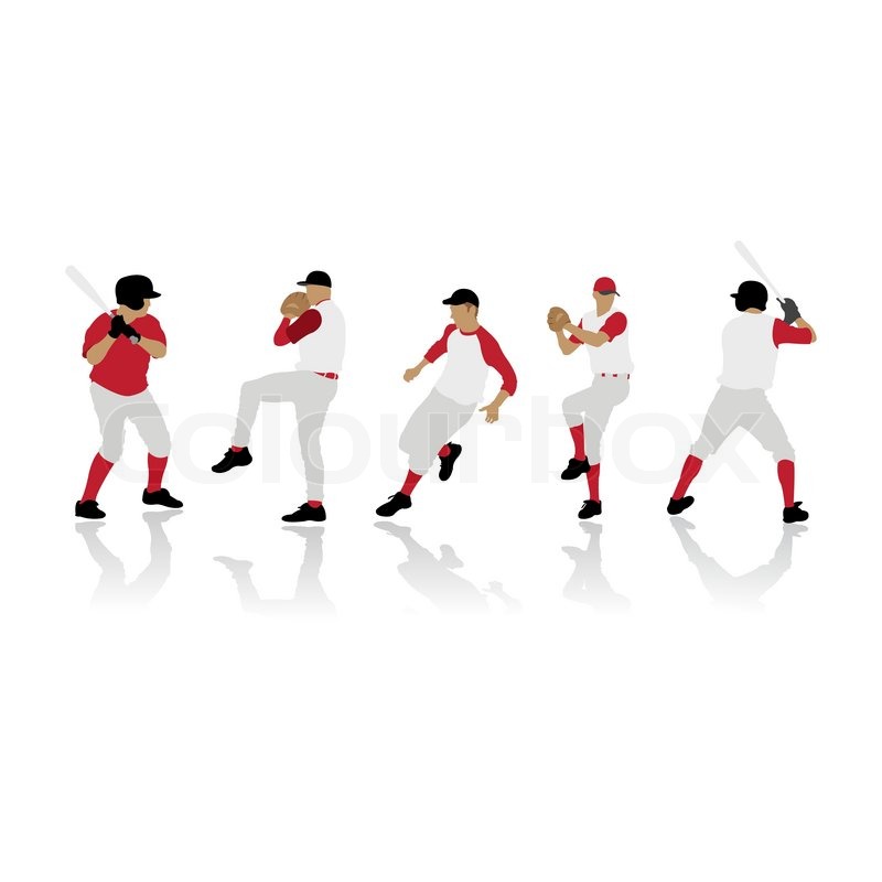 800x800 Baseball Players Silhouettes, Vector Stock Vector Colourbox
