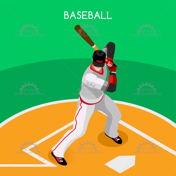 690x690 Baseball Championship Isometric Vector Illustration