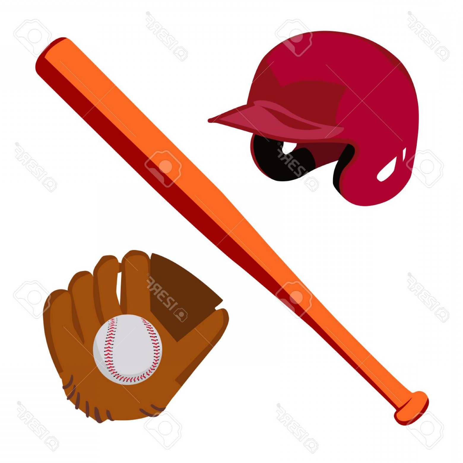 1560x1560 Photostock Vector Baseball Set Helmet Glove With Ball And Bat