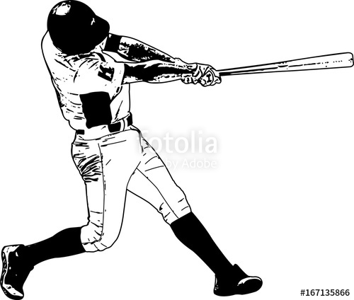 500x424 Baseball Player, Sketch Illustration