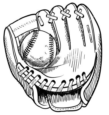 380x400 Doodle Baseball Glove Vector