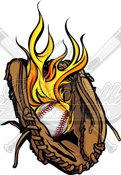 408x590 Flaming Baseball Glove Vector Clipart Imag
