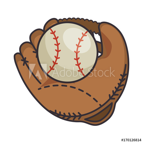 500x500 Baseball Ball And Glove Vector Illustration Design