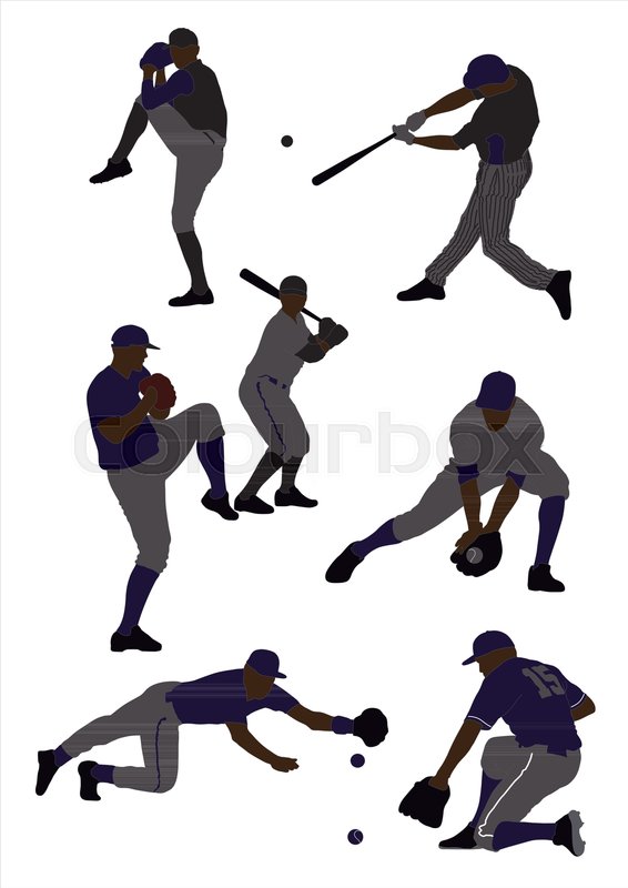 Baseball Players Silhouettes Vector Stock Vector Colourbox 566x800 Baseball Players Silhouettes Vector Stock Vector Colourbox