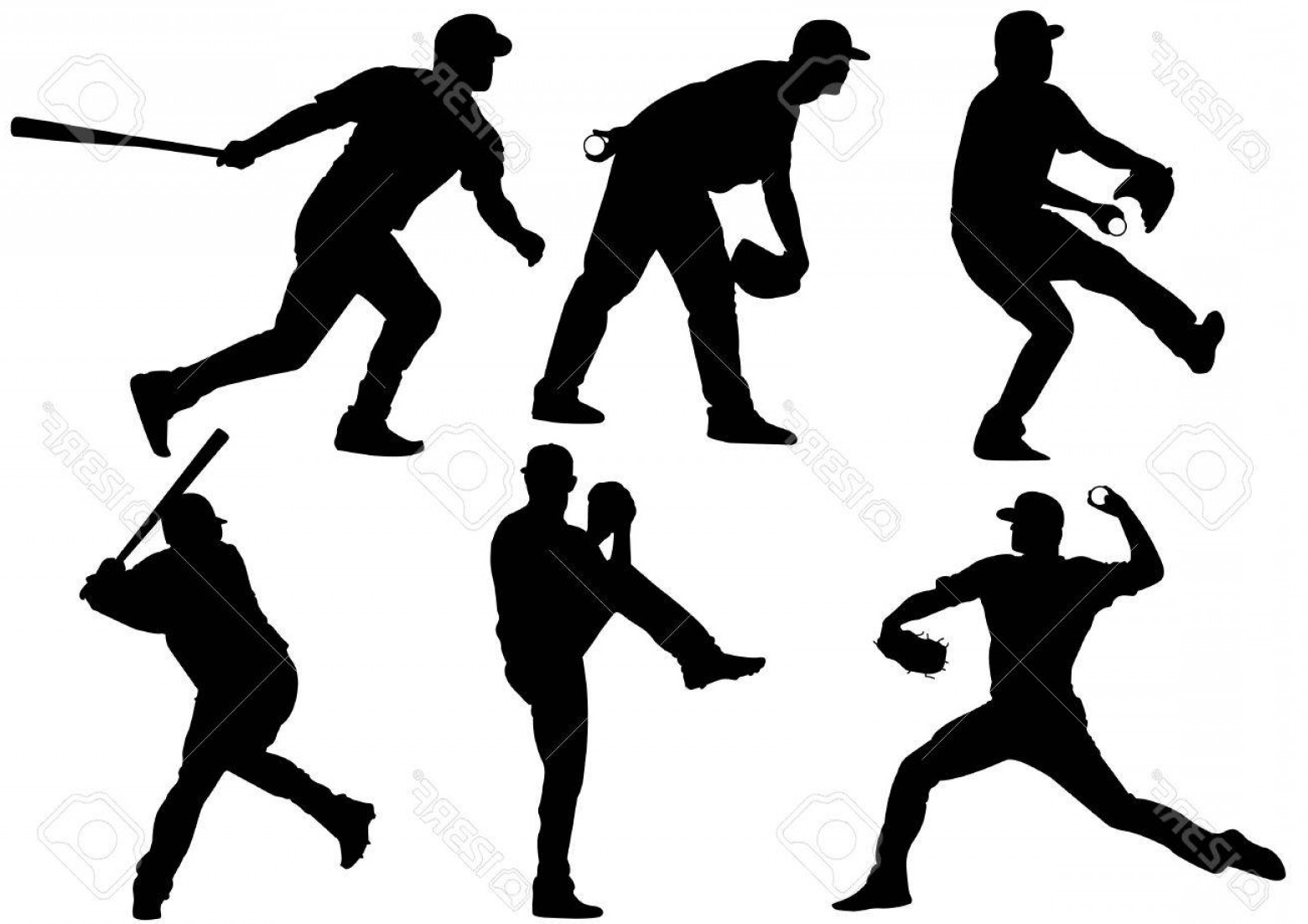 Photostock Vector Sport Icons And Baseball Players Silhouettes 1560x1102 Photostock Vector Sport Icons And Baseball Players Silhouettes