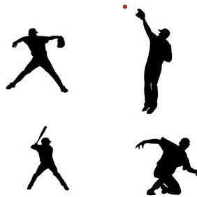 Baseball Players Silhouettes Free Vector Download Cannypic 282x282 Baseball Players Silhouettes Free Vector Download Cannypic