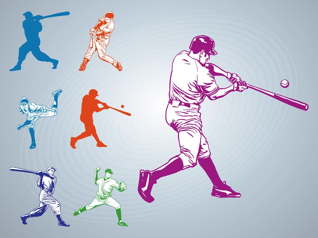 1024x765 Baseball Players Vector Art Graphics