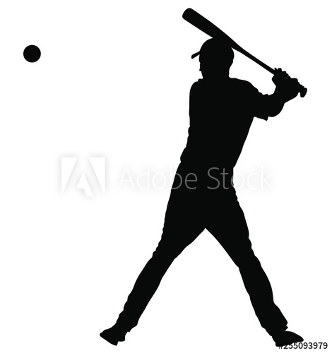 470x500 Baseball Player Vector Silhouette Illustration Baseball Batter