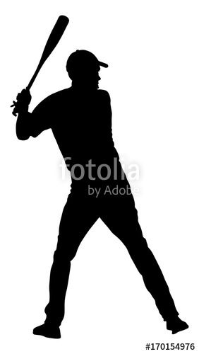 282x500 Baseball Player Vector Silhouette Baseball Batter Hitting Ball