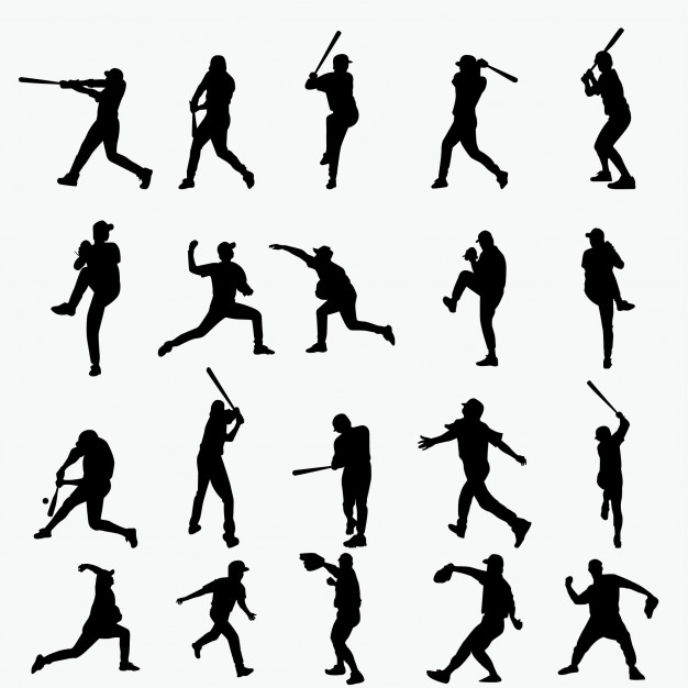 626x626 Baseball Player Silhouettes Vector Premium Download