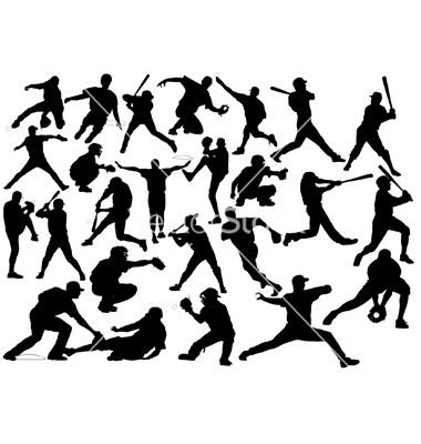 380x400 Baseball Player Silhouettes Vector Baseball Items Baseball