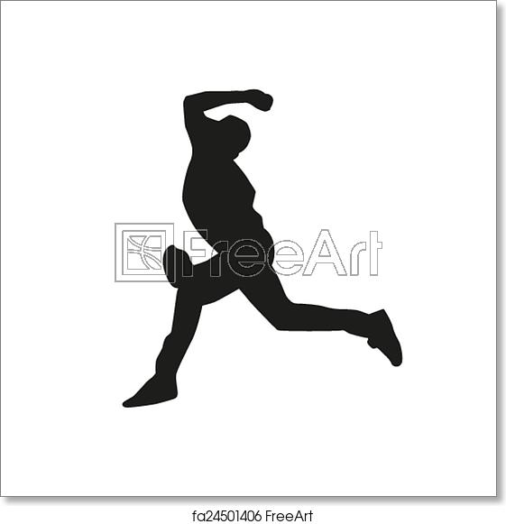 561x581 Free Art Print Of Baseball Pitcher Vector Silhouette Freeart