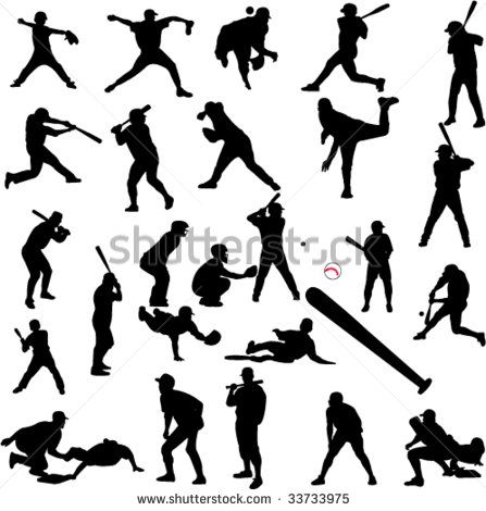 447x470 Baseball Silhouettes
