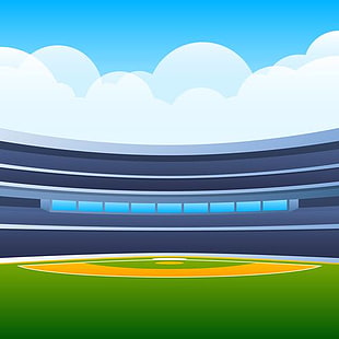 310x310 Baseball Field With Bright Stadium Vector Illustration