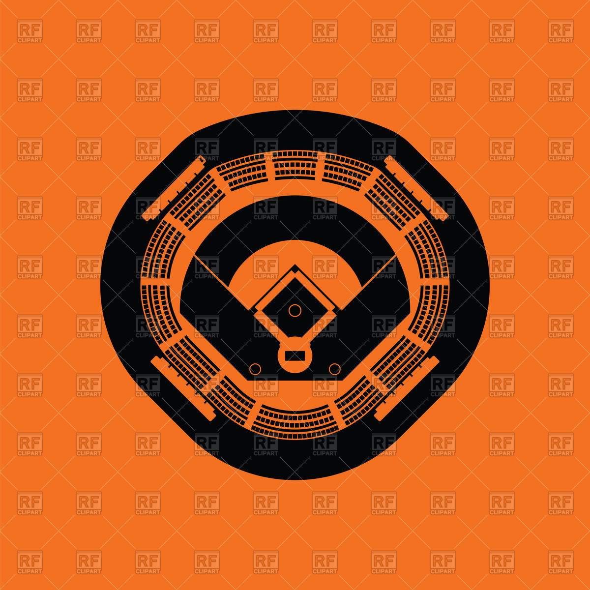 1200x1200 Baseball Stadium Icon On Orange Background Vector Image