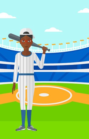 291x450 An African American Woman With A Bat On The Baseball Stadium