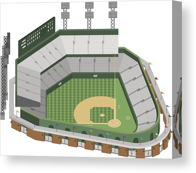 678x601 Vector Baseball Stadium Canvas Print Canvas Art