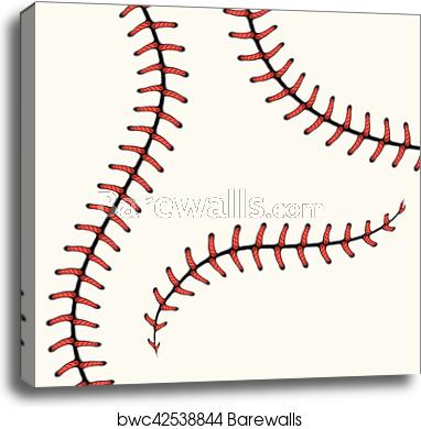 382x390 Baseball Stitches, Softball Laces Isolated On White Vector Set