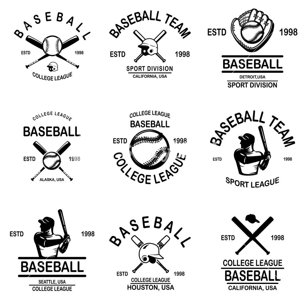 1000x1000 Set Of Baseball Emblems Design Element For Logo, Label, Sign