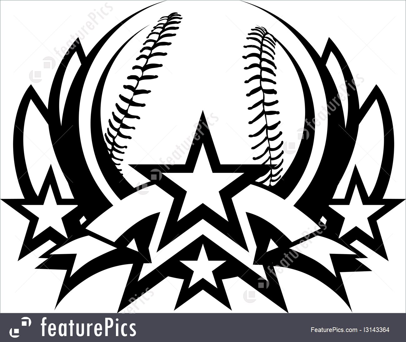 1299x1094 Baseball Vector Graphic Template With Stars