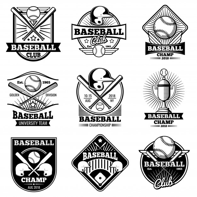 626x626 Vintage Baseball Vector Labels And Emblems Vector Premium Download