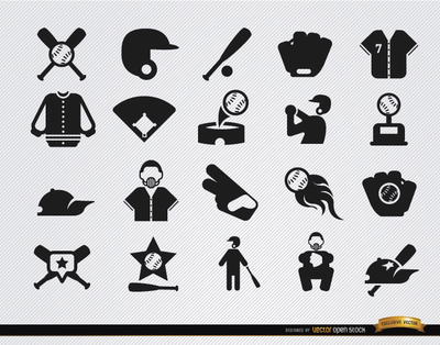 400x314 Baseball Flat Icons Set Vector Free Vector Download