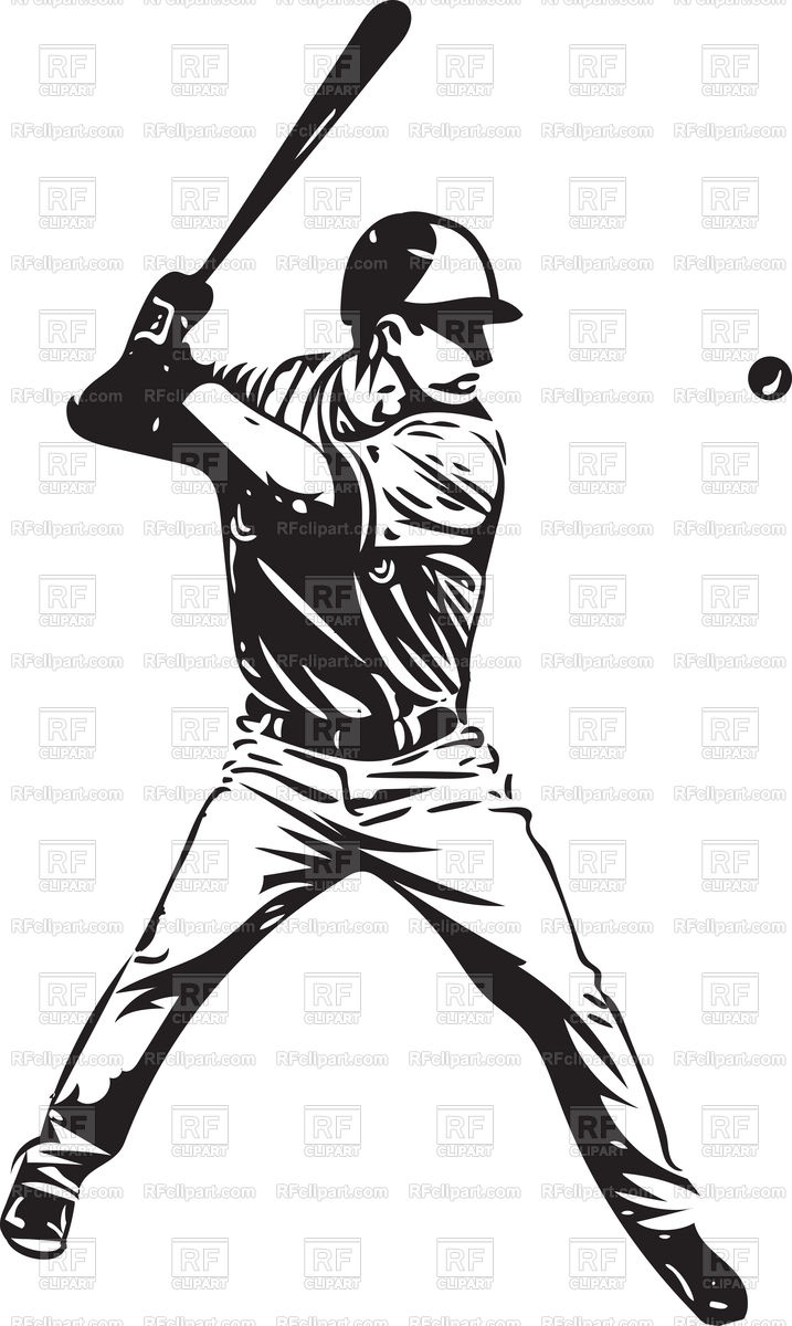 717x1200 Illustration Of Baseball Player Playing Vector Image Of People