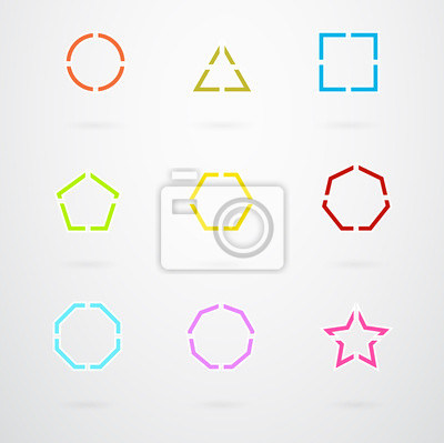 400x399 Basic Geometric Shapes Vector Icon Set In Retro Colors Wall Mural