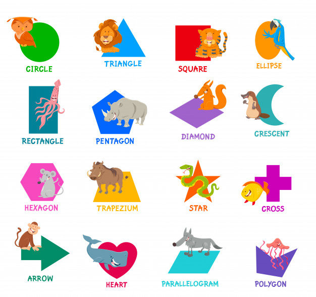 626x588 Basic Geometric Shapes With Cartoon Animals Vector Premium Download