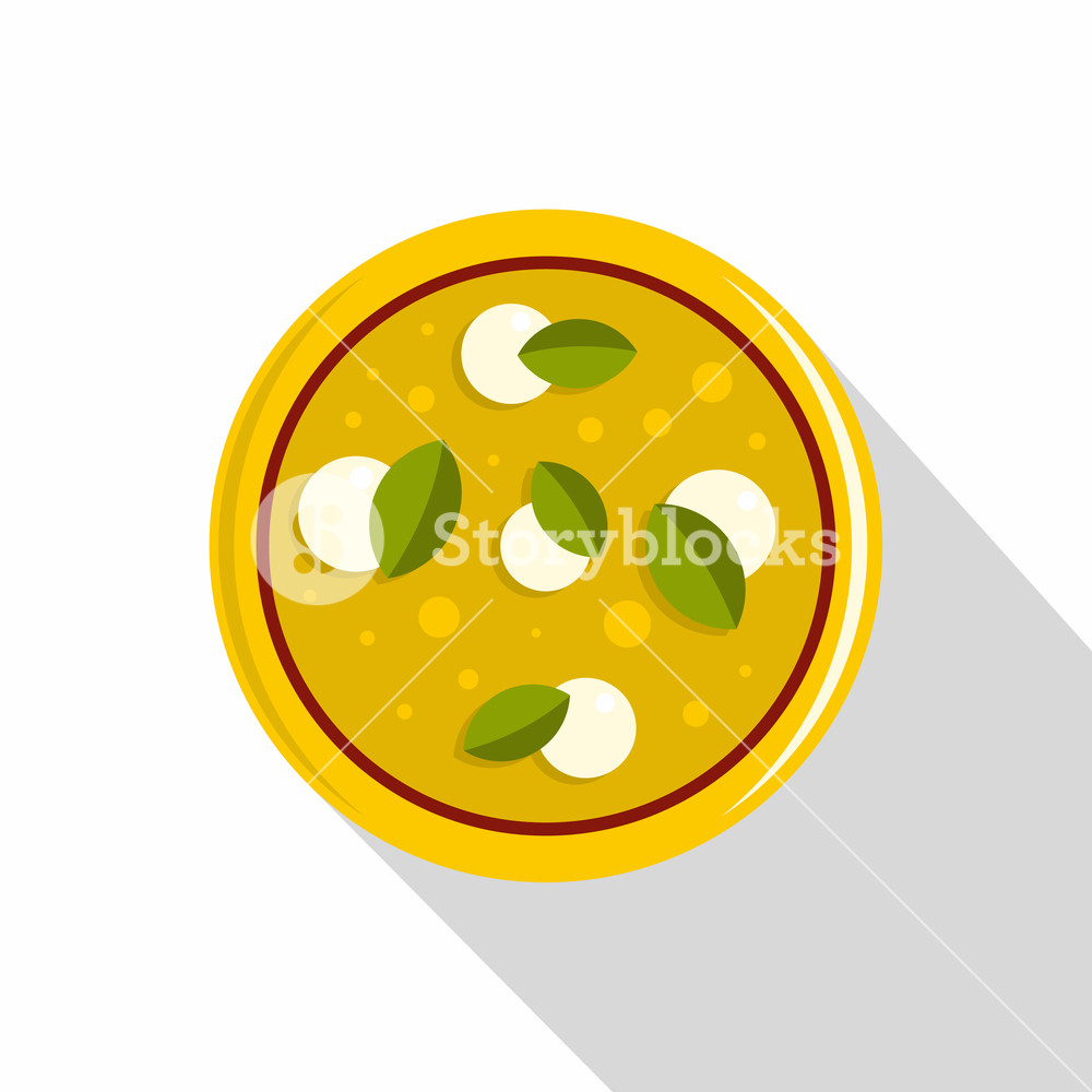 1000x1000 Pizza With Cheese And Basil Icon Flat Illustration Of Pizza