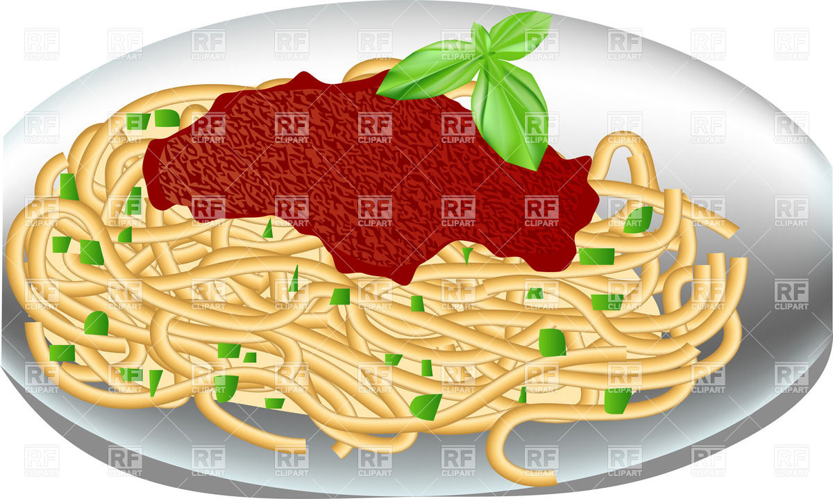 1200x719 Plate Of Spaghetti With Tomato Sauce And Basil Vector Image