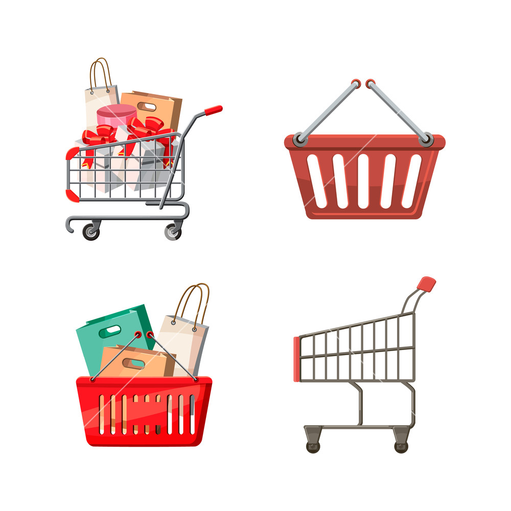 1000x1000 Shop Basket Icon Set Cartoon Set Of Shop Basket Vector Icons