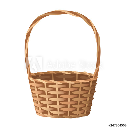 500x500 Wicker Basket Vector Illustration Isolated On White, Back Part
