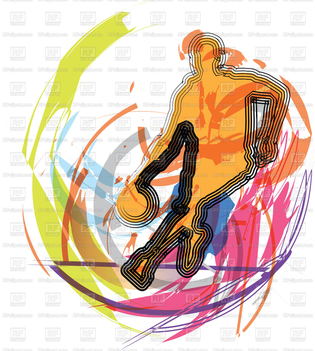 1079x1200 Basketball Player In Action On Abstract Background Vector Image