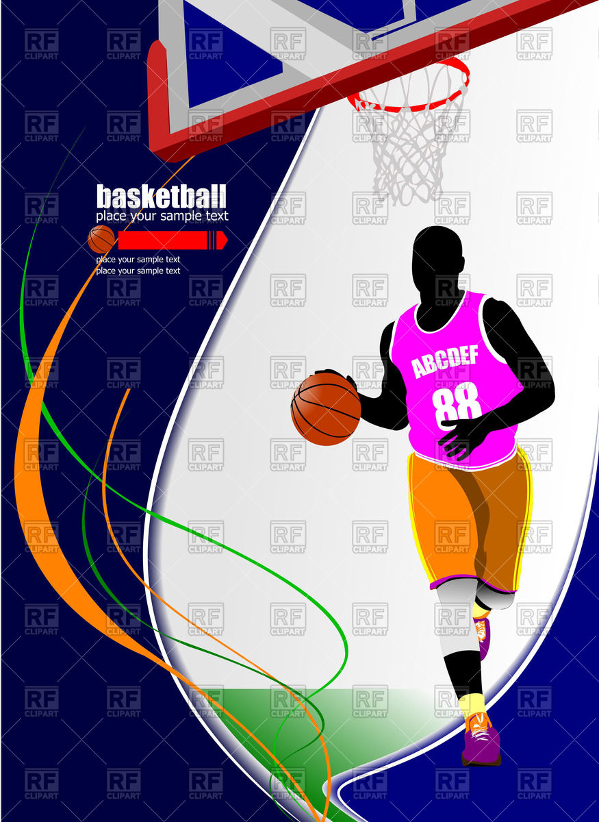 875x1200 Running Basketball Player On Abstract Blue Background