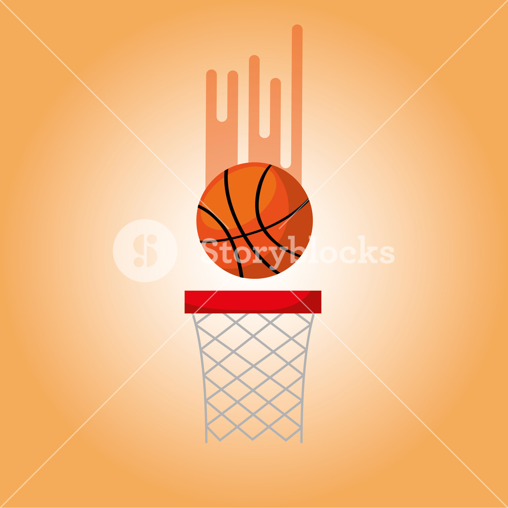 1000x1000 Basketball Hoop And Ball Blurred Color Background Vector