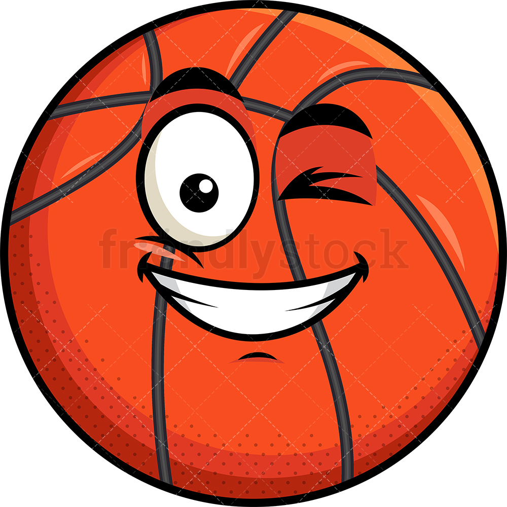 Winking And Smiling Basketball Emoji Cartoon Clipart Vector 1000x1000 Winking And Smiling Basketball Emoji Cartoon Clipart Vector