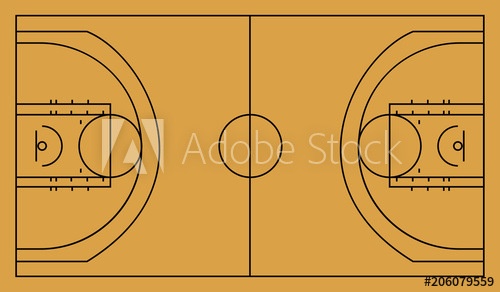 500x292 Basketball Court Vector Illustration