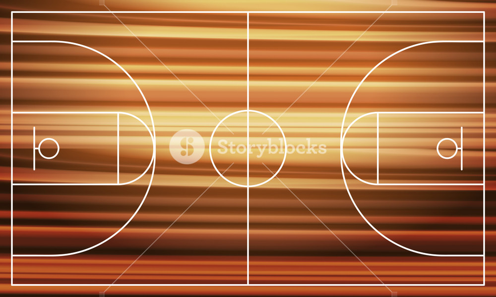 1000x600 Wooden Basketball Court Vector Illustration Royalty Free Stock