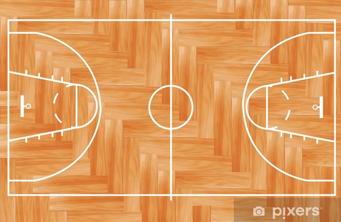 700x457 Wooden Parquet Floor Basketball Court Vector Illustration Wall
