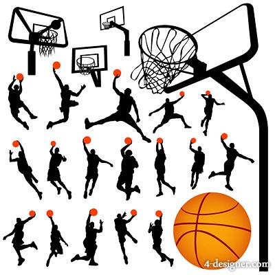 400x400 Designer Basketball Figure Silhouettes Basketball Goal Vector
